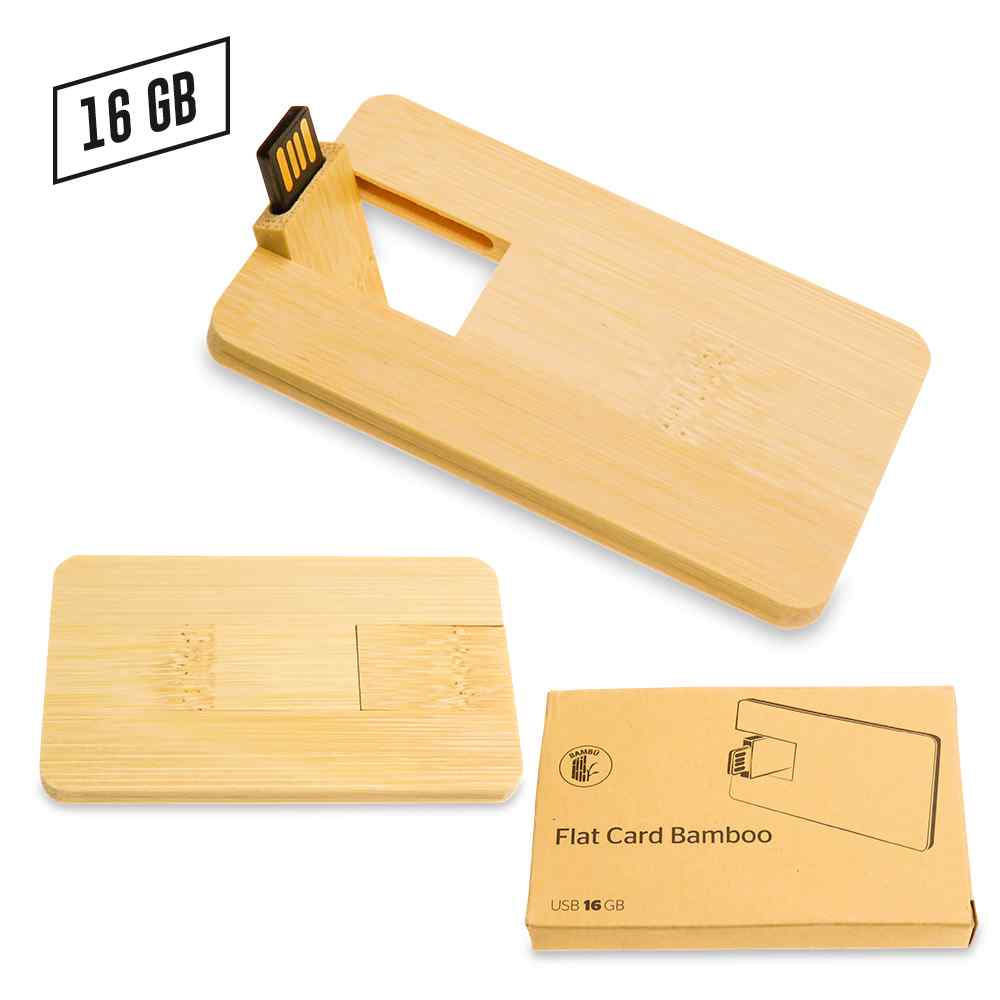 Memoria USB Credit Card Zilda Bamboo Personalizado
